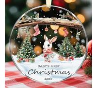 Baby's 1st Christmas Ornament 2025 - Personalized Acrylic Keepsake for Newborn, Baby Boy & Girl - First for Parents, Mom & Dad - New Baby Xmas Tree Decoration, Pregnancy Announcemen