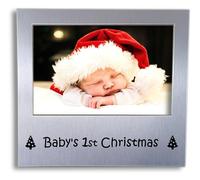 Baby's 1st Christmas Photo Frame - Baby's 1st Christmas Gifts - Newborn Present Idea - Silver Keepsake Gift for Newborns & Parents - 5 x 3.5 inch
