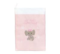 Baby's 1st Christmas Sack with Embroidered Snowflake and Elephant (Pink)