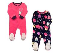 Babys and Toddlers Cozy Fleece Non-Slip Footed, Zip-Front, Blanket Sleepers for Sleep and Play - Pack of 2, Navy/Pink, 6 Months
