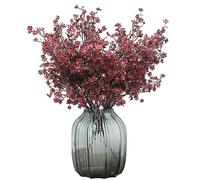 Babys Breath Silk Artificial Flowers Bulk 12pcs for Fall Decor Fake Flower Bouquet Bulk for Home Kitchen Indoor Bouquet Floral Arrangement Table Centerpieces Party Decor(Burgundy Than Red 12pcs)