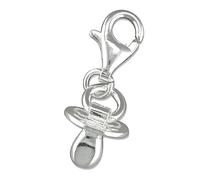 Baby's Dummy/Pacifier Sterling Silver Clip On Charm Pendant with Lobster Clasp for Women - Compatible with Thomas Sabo Charms Bracelet - Women's Clasp Charms