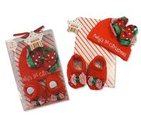 Baby's First Christmas 2 Piece Hat and Booties Set Gift Boxed