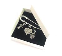 Baby's First Christmas 2019 Nappy Pin Keepsake Charms with Baby Pram and Dummy Charm Comes with 3 Different Gift Options and Gift Card (Gift Box)