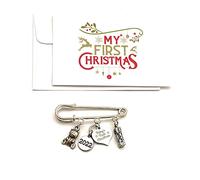 Baby's First Christmas 2022 Keepsake Charms with Gift Bag and Gift Card - Baby Letter Blocks and Teddy Bear