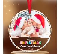 Baby's First Christmas Bauble 2025 - Personalised Photo Keepsake, Custom Xmas Tree Bauble Decor with Name & Date for Newborn Gifts, Merry Christmas for Boy Girl