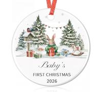Baby's First Christmas Baubles Ornament Gift 2026 | Christmas Tree Decorations Family New Baby Gift Ceramic Keepsake for New Parents Boys Girls