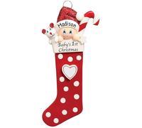 Baby's First Christmas,Celebrate new beginnings with adorable ornaments for 2023, including a polyresin red baby stocking and a grandbaby keepsake ornament