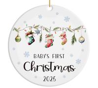 Baby's First Christmas Ornament 2025 - My First Christmas Ornament Boy and Girl, Ceramic Christmas Stockings Hanging Decoration for Family Xmas Tree, Babies 1st Christmas, Newborn Baby Gifts
