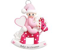 Baby's First Christmas Ornament,Correcting from the previous entry, another option for a baby girl's in Pink Rocking Horse Ornament, tailored for newborn girls as their first Christmas memento