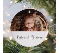 Babys First Christmas Ornament Personalised - Personalised Christmas Bauble with Photo for Christmas Decorations, Custom Baby's 1st First