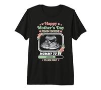 Baby's First Mother's Day On The Inside Boy Pregnant Mommy Premium T-Shirt
