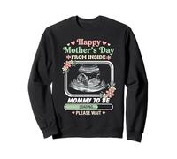 Baby's First Mother's Day On The Inside Boy Pregnant Mommy Sweatshirt