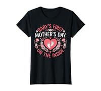 Baby's First Mother's Day On The Inside Floral Pregnant Mom T-Shirt