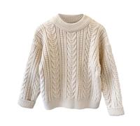 Baby's First Outfit Boys Festival Outfits Winter Thick Bulky Yarn Flower Loose Fit Girls Sweater for Cold Weather Comfort and Play Beige