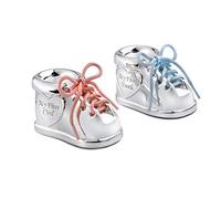 Baby's First Tooth Curl Box Silver Plated Shoe Trainers Boy Girl Christening Gift Box + Brillibrum Flyer, Tooth & Curl Case each with engraving up to 15 Characters
