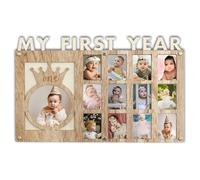 Baby's First Year Collage Frame My First Year Baby Photo Frame - Monthly Milestone Picture Frame with 12 Monthly Photos, Perfect First Birthday Gift 425X 275X8mm