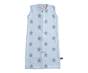 Baby's Only Luxury Knitted Baby Sleeping Bag Pale Blue with Light Grey Stars & Soft Velor Lining