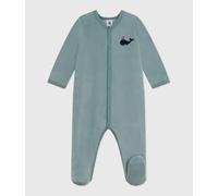 Baby's Pyjamas in Plain Velour with Little Hearts On Chest Dark Green