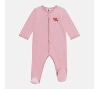 Baby's Pyjamas in Plain Velour with Little Hearts On Chest Pink