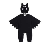 Babys Toddlers Bat Halloween Fancy Dress Costume Halloween Baby Bat Costume Baby Long Sleeve Bat Romper Jumpsuit with Hat Clothing Set Scary Outfit Toddler Dress Up Baby (06 Black, 0-3 Months)