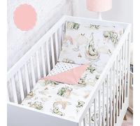 BABYSAFE Duvet Cover Cot Newborn 120 x 90 cm Duvet Cover Cot 100% Organic Cotton Oeko-Tex Certified Sheets Single Bed Baby Bedding Set Elephant