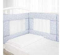 Babysanity - Bumper Cot High Breathability Equipped With Baby Air Mesh System The Bumper Cot Soft and Consistent guarantees the child a safe environment for sleeping (Blue Stars)