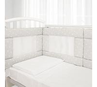 Babysanity - Bumper Cot High Breathability Equipped With Baby Air Mesh System The Bumper Cot Soft but Consistent Ensures Your Child a Safe Environment for Sleeping (Grey Stars)