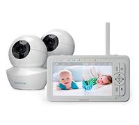 Babysense 5" HD Split-Screen Baby Monitor, Video Baby Monitor with Camera and Audio, Two HD Cameras 720p, Night Light, 300m Range, Two-Way Audio, 4x Zoom, Night Light, 4000mAh Battery
