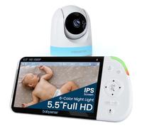 Babysense Full HD Split-Screen Baby Monitor with 1 PTZ Camera, Two-Way Talk, 6-Color Night Light, 5000mAh Battery, Long Range, 4x Zoom, and Crystal-Clear Audio
