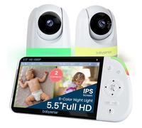 Babysense Full HD Split-Screen Baby Monitor with 2 PTZ Cameras, Two-Way Talk, 6-Color Night Light, 5000mAh Battery, Long Range, 4x Zoom, and Crystal-Clear Audio