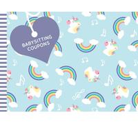 Babysitting Coupons: 50 Vouchers / Blank Templates / Unicorn Music Note Rainbow Pattern on Blue / Gender Neutral Theme / Gift Book for Grandparents - ... - New Mom Baby Shower / Cute Card Alternative