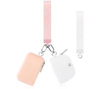 Babysun Mini Zip Around Dual Pouch Wristlet With 2 Straps Wristlet Keychain Wallet for Women Coin Purse Small Cute for Teen Girl, Grapefruit White, Fashion