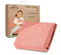 BabyToLove Extra Large Smart Baby Towel | Parents Stay Dry | Ultra Soft Bamboo | Pink Forest