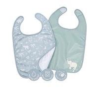BabyToLove Set of 2 Bibs | Soft & Waterproof with a Hook & Loop Closure | Infant & Toddler Mealtimes | Green Tropic