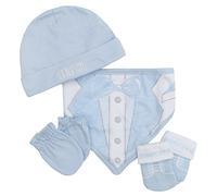 BabyTown Baby Boys and Girls 4 Piece Novelty Hat Gloves Bib Socks Gift Set Blue