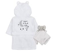Babytown Baby Boys & Girls Star h Fleece Dressing Gown Set, White Set, 6 - 12 Months
