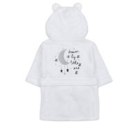 Babytown Baby Boys & Girls Star Plush Fleece Dressing Gown, White, 6 - 12 Months