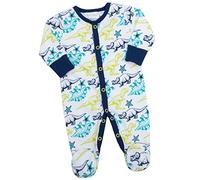 BabyTown Baby Boys Themed 2 Piece Sleepsuit with Scratch Mitts White All Over Dinosaur Print Tiny - Up to 5lbs