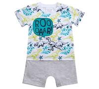 BabyTown Baby Boys Themed Romper Suit Grey Marl All Over Dinosaur Print Up to 3 Months