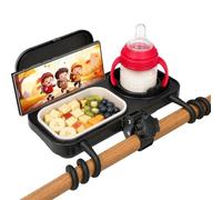 Babyvora Universal Stroller Snack Tray, 3-in-1 Cup Holder Tray with Adjustable Clamp, Silicone Grip Arms & Detachable Snack Tray for Toddler and Kids Stroller