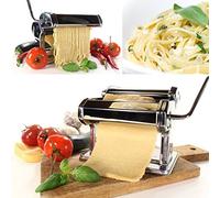 Babz 3 in 1 Heavy Duty Stainless Steel Professional Fresh Pasta Lasagne Spaghetti Tagliatelle Maker Machine Cutter with 3 Cut Press Blade Settings with Table Top Clamp Kitchen Set (Silver)