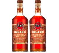 BACARDÍ Caribbean Spiced, 40% vol., 70cl / 700ml, Premium Blend of Aged Rum, Spices, Coconut and Pineapple, Ideal for Making Tropical Cocktails (Pack of 2)
