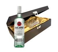 Bacardi Carta Blanca Rum In Luxury Box With Crystal Glass Tumbler 70cl