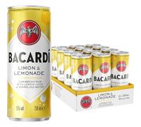Bacardi Limón & Lemonade, 12 x 5% ABV, 25cl / 250ml, Ready-To-Drink Pre-Mixed Cocktail Can, Made with BACARDÍ Rum and Mixed with Lemon, Lime, Grapefruit and Lemonade