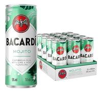 BACARDÍ Mojito, 5% ABV, 12 x 25cl / 250ml, Ready-To-Drink Pre-Mixed Cocktail Can, Made with BACARDÍ Carta Blanca Rum and Mixed with Lime and Mint