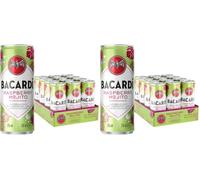 BACARDÍ Raspberry Mojito, 5% ABV, 12 x 25cl / 250ml, Ready-To-Drink Pre-Mixed Cocktail Can, Made with BACARDÍ Carta Blanca Rum and Mixed with Lime, Mint and Raspberry (Pack of 2)