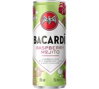BACARDÍ Raspberry Mojito, 5% ABV, 25cl / 250ml, Ready-To-Drink Pre-Mixed Cocktail Can, Made with BACARDÍ Carta Blanca Rum and Mixed with Lime, Mint and Raspberry