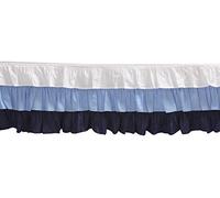 Bacati - Mix N Match Solid 3 Layer Ruffled Crib Skirt (White/Blue/Navy)