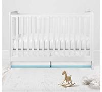 Bacati White with band on bottom Crib/Toddler Bed Skirt, Aqua, 13"
